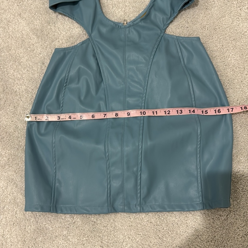 POWDER BLUE PU CUT OUT BODYCON - Picture 8 of 14